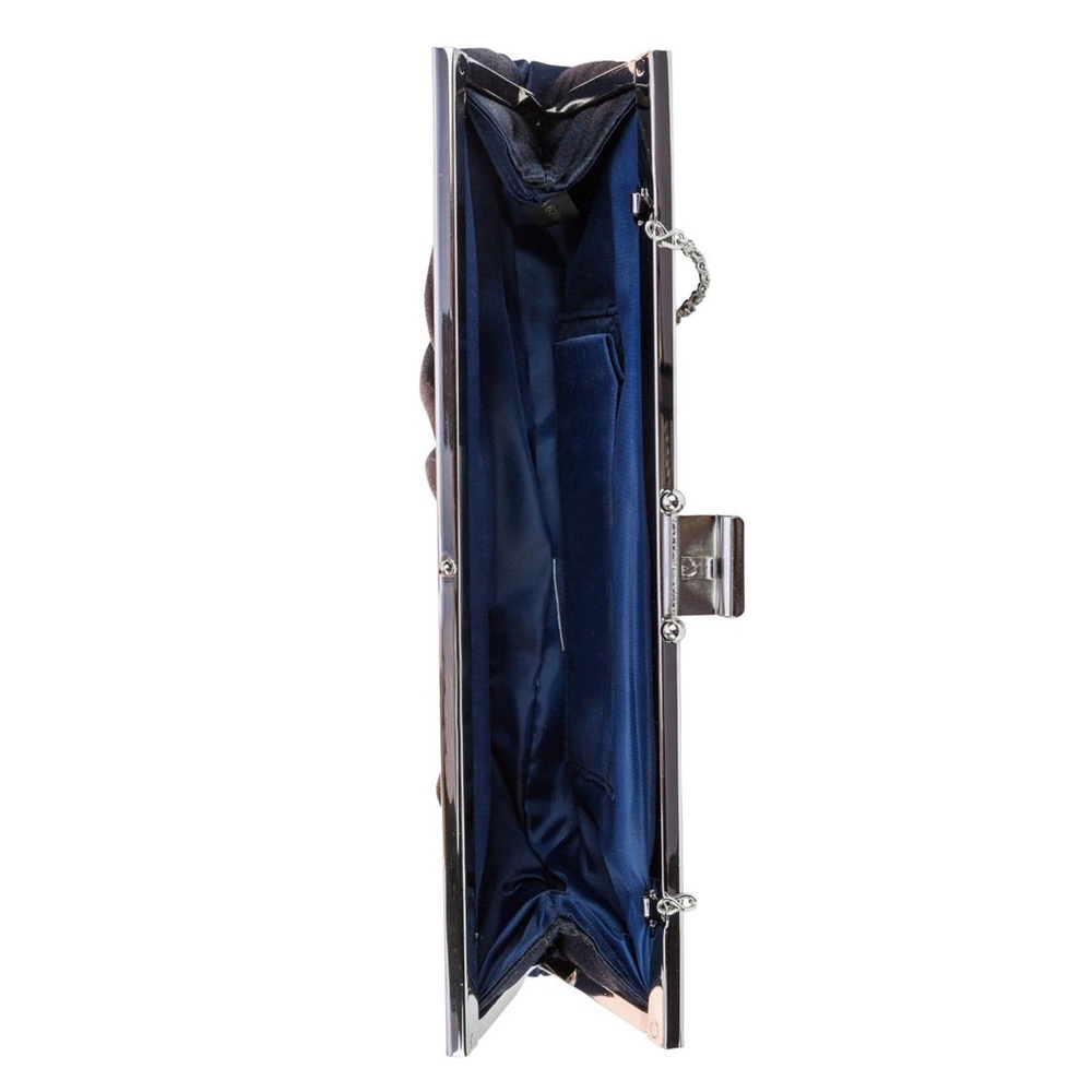 Jessica McClintock Womens Blaire Navy Satin Frame Evening Clutch Bag Purse - Picture 2 of 8